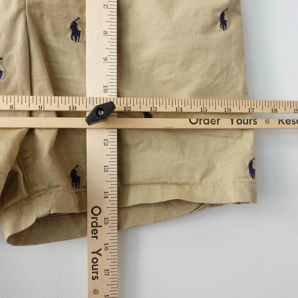 Polo Ralph Lauren Boys 20 Tan Khaki Logo Allover Shorts Simple Basic Summer 30x5